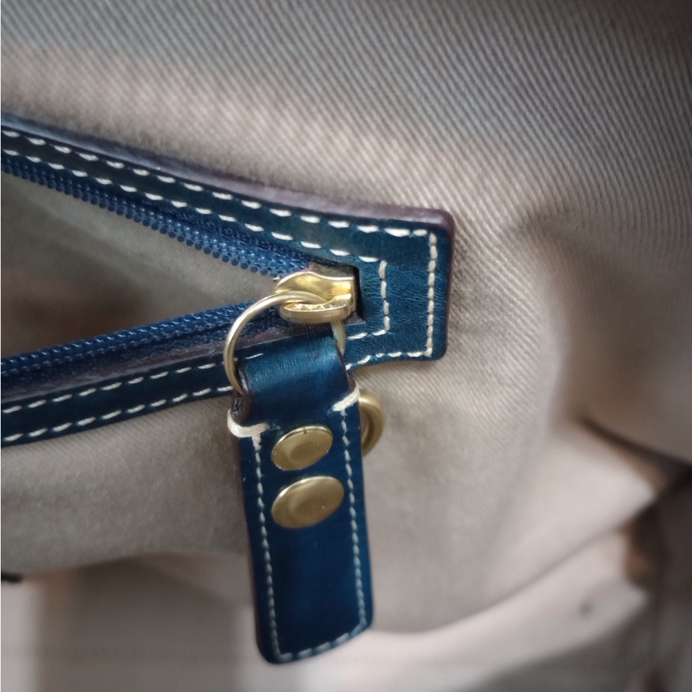 Coach Hamptons Blue Leather Satchel with Gold Accents - Picture 8 of 16